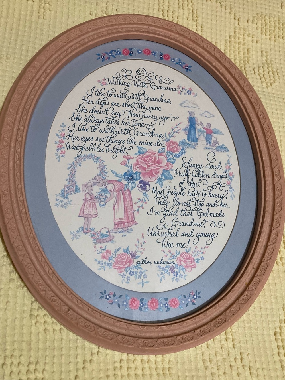 Home Interiors Pink and Blue Oval Grandma Poem Wall Art